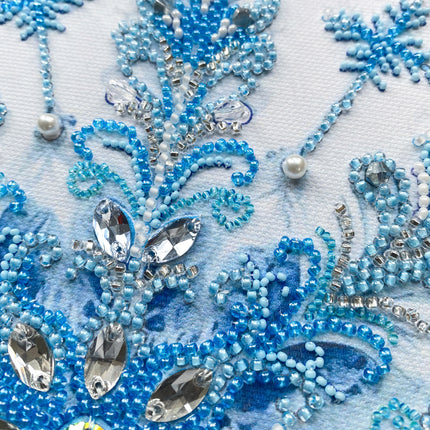 DIY Bead Embroidery Kit "Frost patterns" 8.7"x8.7" / 22.0x22.0 cm