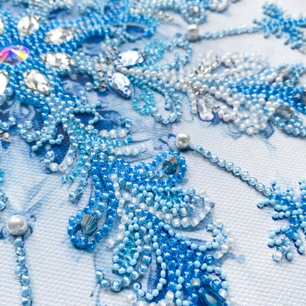 DIY Bead Embroidery Kit "Frost patterns" 8.7"x8.7" / 22.0x22.0 cm