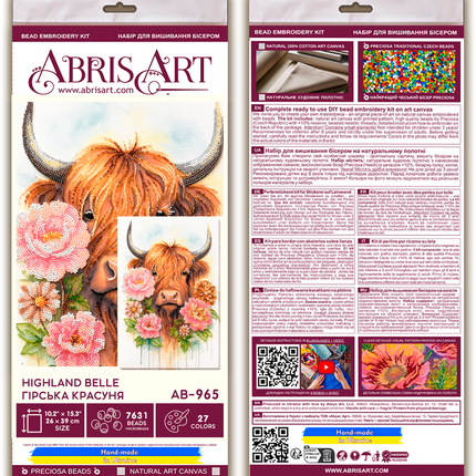 DIY Bead Embroidery Kit "Highland Belle" 10.2"x15.4" / 26.0x39.0 cm