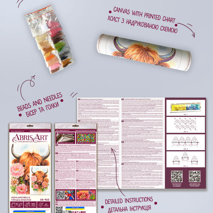 DIY Bead Embroidery Kit "Highland Belle" 10.2"x15.4" / 26.0x39.0 cm
