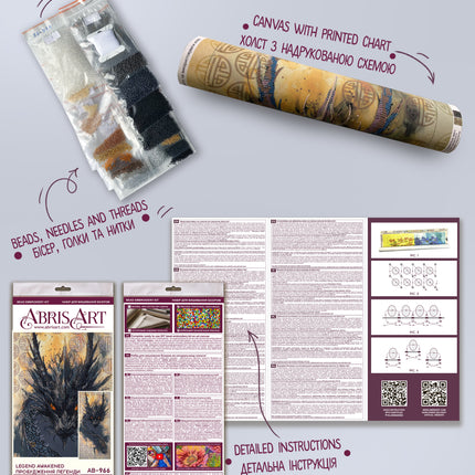 DIY Bead Embroidery Kit "Legend awakened" 11.8"x23.6" / 30.0x60.0 cm