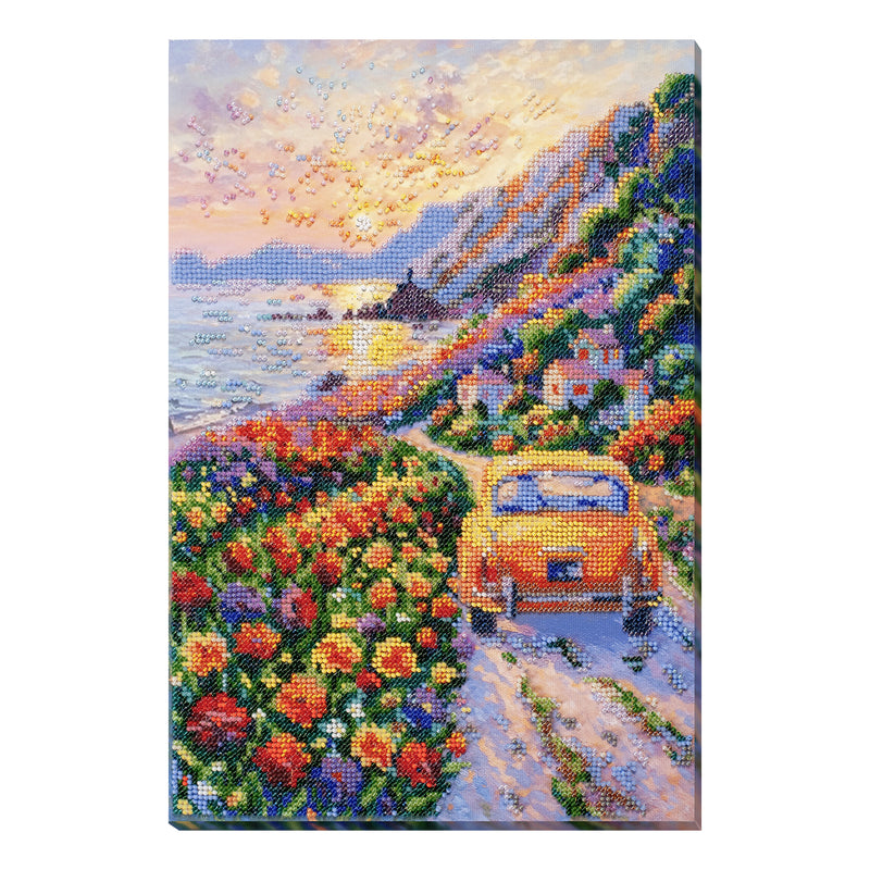 DIY Bead Embroidery Kit "Twilight Over the Sea" 9.1"x13.4" / 23.0x34.0 cm