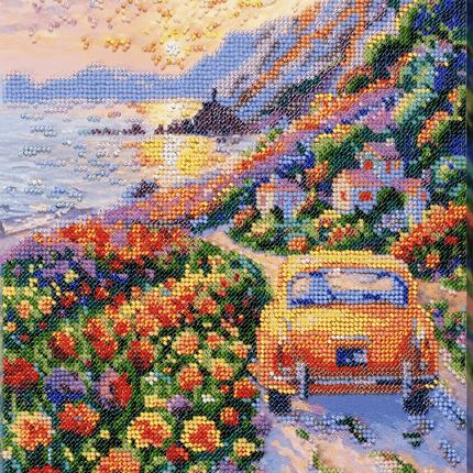 DIY Bead Embroidery Kit "Twilight Over the Sea" 9.1"x13.4" / 23.0x34.0 cm