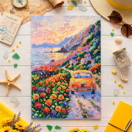 DIY Bead Embroidery Kit "Twilight Over the Sea" 9.1"x13.4" / 23.0x34.0 cm