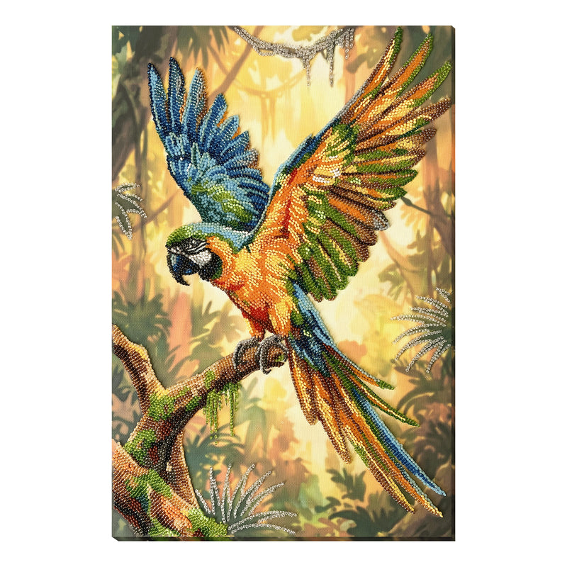 DIY Bead Embroidery Kit "Colorful Parrot" 10.2"x15.4" / 26.0x39.0 cm