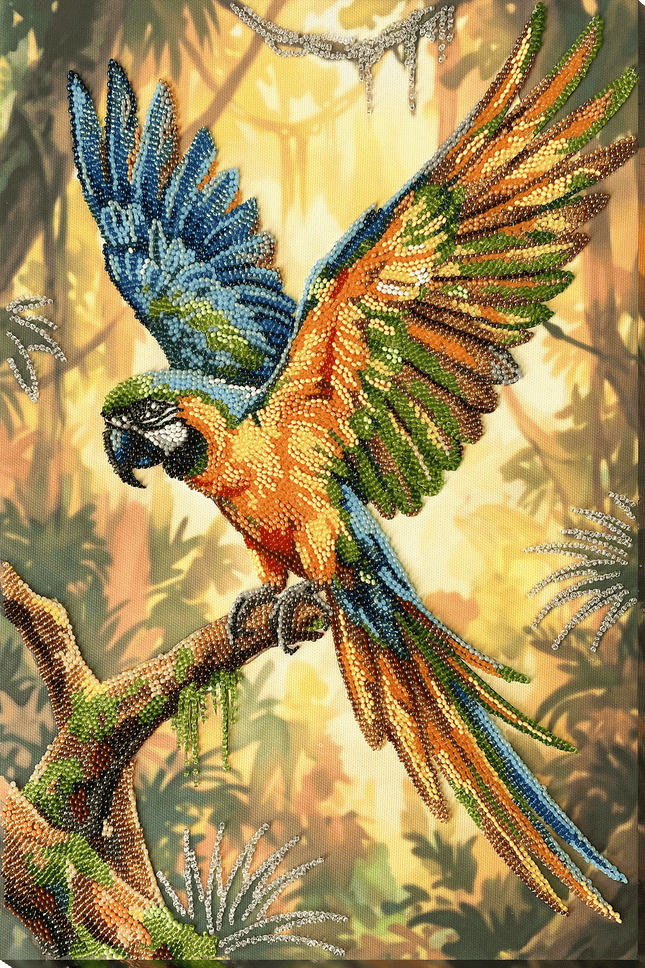 DIY Bead Embroidery Kit "Colorful Parrot" 10.2"x15.4" / 26.0x39.0 cm