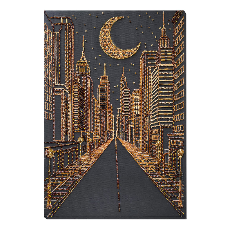 DIY Bead Embroidery Kit "City of dreams" 9.1"x13.4" / 23.0x34.0 cm