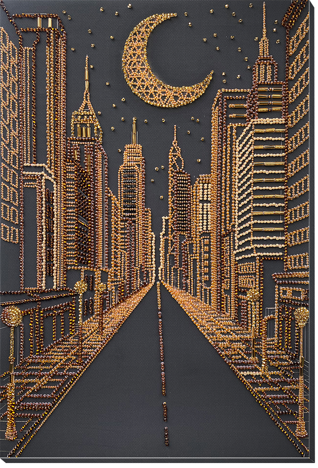 DIY Bead Embroidery Kit "City of dreams" 9.1"x13.4" / 23.0x34.0 cm