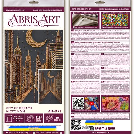 DIY Bead Embroidery Kit "City of dreams" 9.1"x13.4" / 23.0x34.0 cm