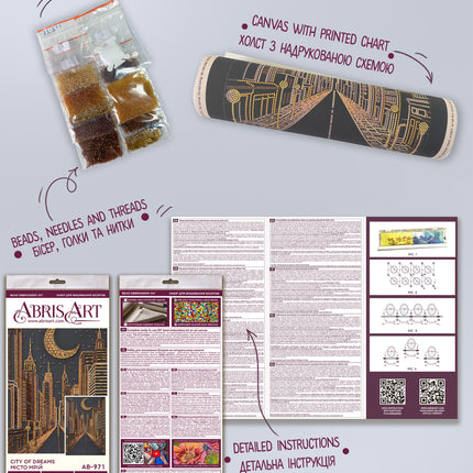 DIY Bead Embroidery Kit "City of dreams" 9.1"x13.4" / 23.0x34.0 cm