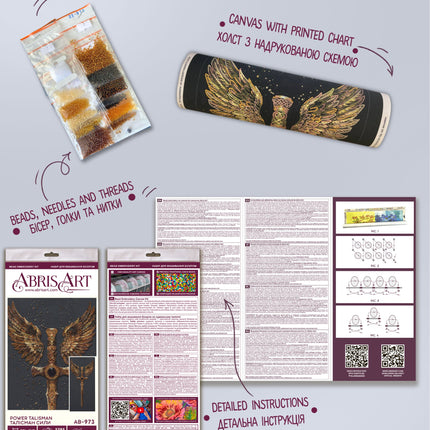 DIY Bead Embroidery Kit "Power talisman" 9.8"x21.3" / 25.0x54.0 cm