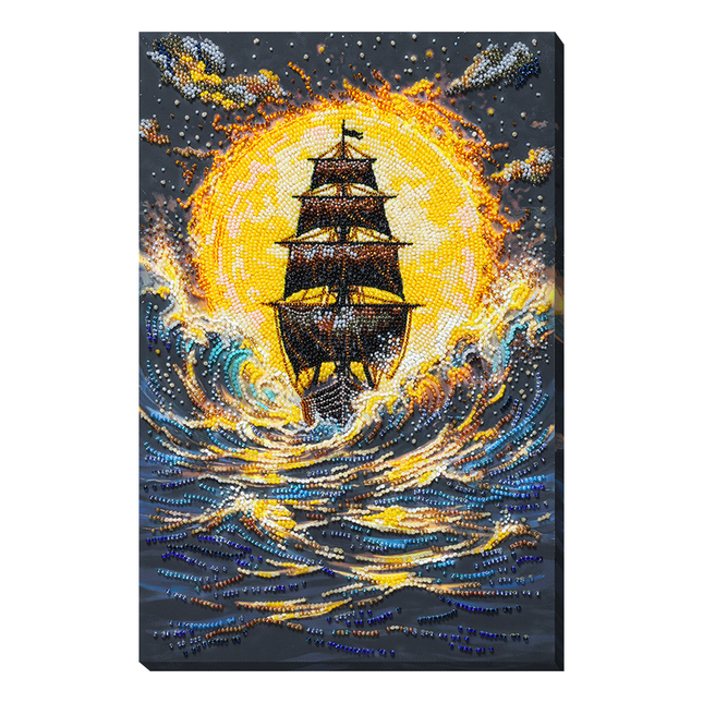 DIY Bead Embroidery Kit "Under a Blazing Sun" 8.7"x13.0" / 22.0x33.0 cm