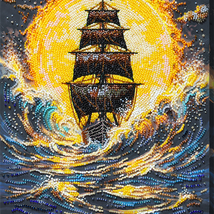 DIY Bead Embroidery Kit "Under a Blazing Sun" 8.7"x13.0" / 22.0x33.0 cm