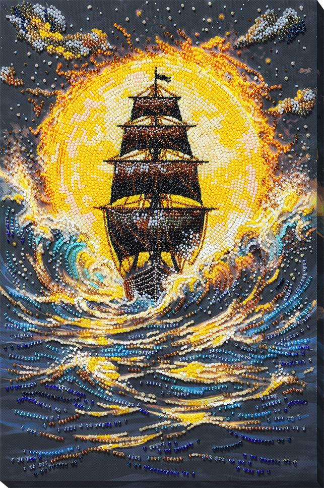 DIY Bead Embroidery Kit "Under a Blazing Sun" 8.7"x13.0" / 22.0x33.0 cm