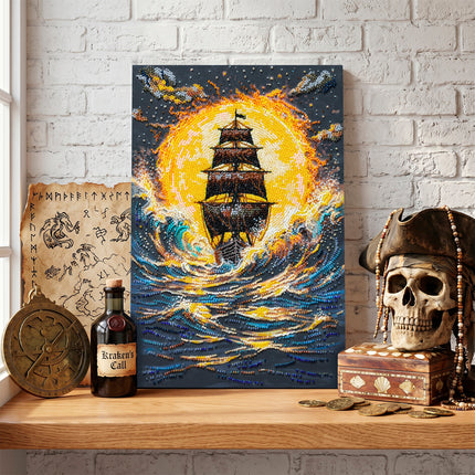 DIY Bead Embroidery Kit "Under a Blazing Sun" 8.7"x13.0" / 22.0x33.0 cm