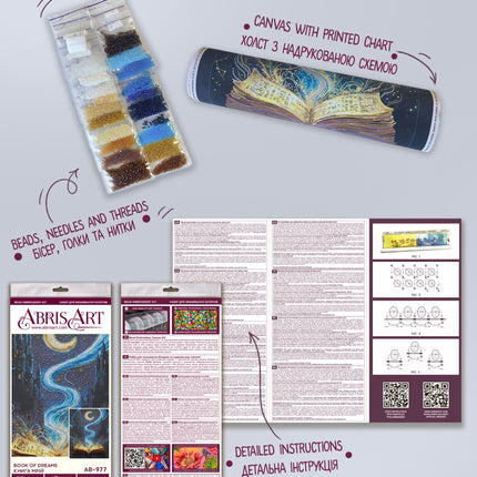 DIY Bead Embroidery Kit "Book of Dreams" 9.1"x15.0" / 23.0x38.0 cm