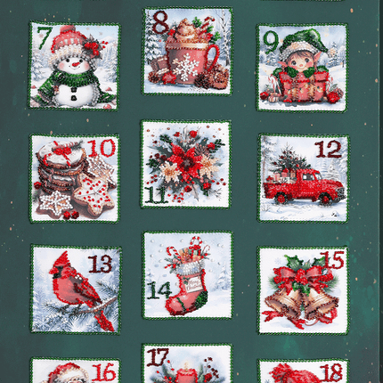 DIY Bead Embroidery Kit "Christmas Advent calendar" 11.8"x33.5" / 30.0x85.0 cm
