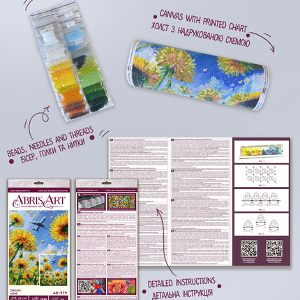 DIY Bead Embroidery Kit "Dream " 7.9"x9.4" / 20.0x24.0 cm