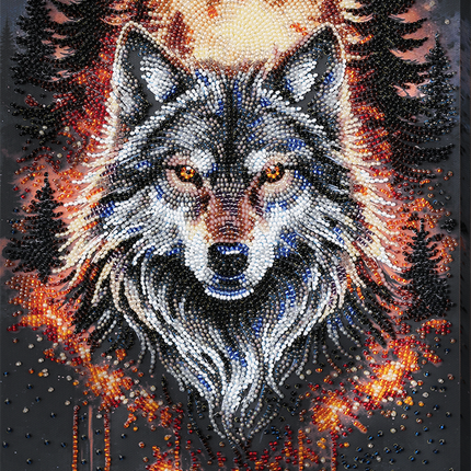 DIY Bead Embroidery Kit "Alpha Wolf" 8.7"x13.0" / 22.0x33.0 cm