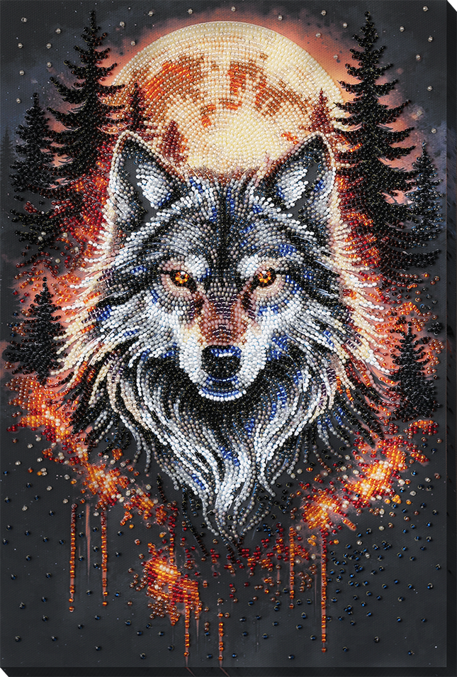 DIY Bead Embroidery Kit "Alpha Wolf" 8.7"x13.0" / 22.0x33.0 cm