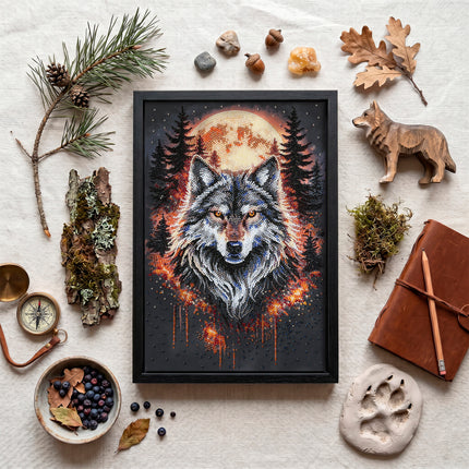 DIY Bead Embroidery Kit "Alpha Wolf" 8.7"x13.0" / 22.0x33.0 cm