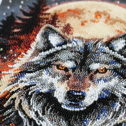 DIY Bead Embroidery Kit "Alpha Wolf" 8.7"x13.0" / 22.0x33.0 cm