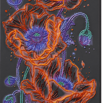 DIY Bead Embroidery Kit "Neon Poppies" 10.2"x20.9" / 26.0x53.0 cm