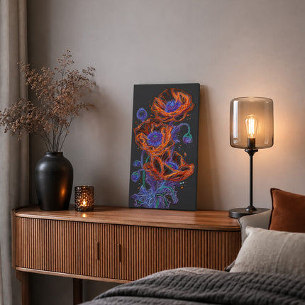 DIY Bead Embroidery Kit "Neon Poppies" 10.2"x20.9" / 26.0x53.0 cm