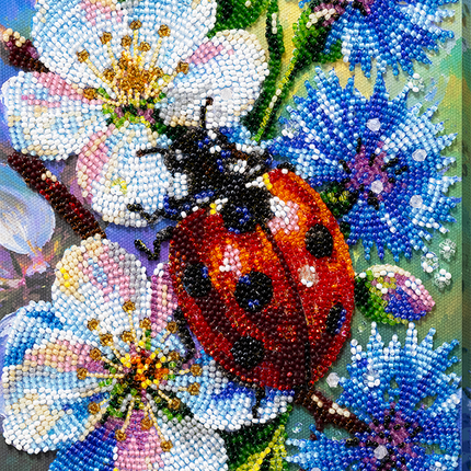 DIY Bead Embroidery Kit "Among Cornflowers" 6.3"x9.4" / 16.0x24.0 cm