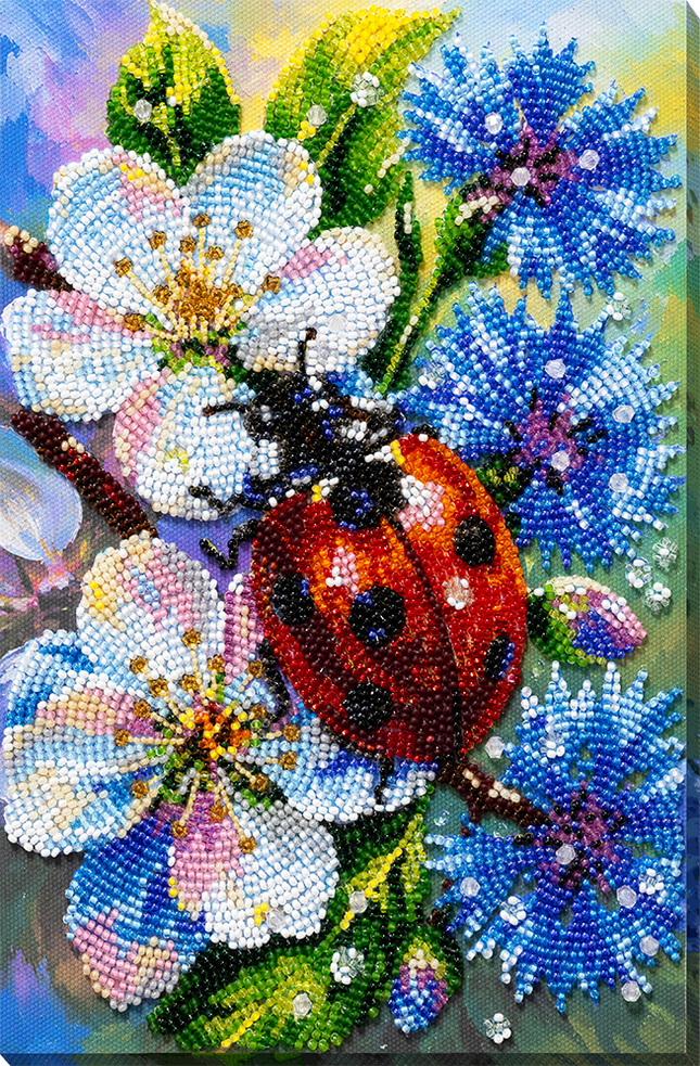 DIY Bead Embroidery Kit "Among Cornflowers" 6.3"x9.4" / 16.0x24.0 cm