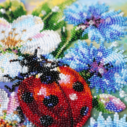 DIY Bead Embroidery Kit "Among Cornflowers" 6.3"x9.4" / 16.0x24.0 cm