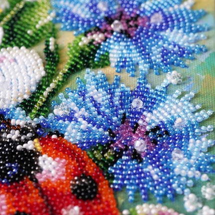DIY Bead Embroidery Kit "Among Cornflowers" 6.3"x9.4" / 16.0x24.0 cm