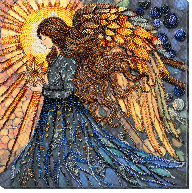 DIY Bead Embroidery Kit "Defender of Fate" 9.8"x9.8" / 25.0x25.0 cm