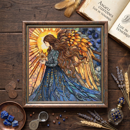 DIY Bead Embroidery Kit "Defender of Fate" 9.8"x9.8" / 25.0x25.0 cm