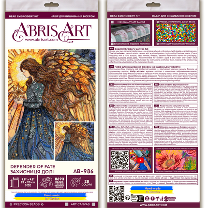 DIY Bead Embroidery Kit "Defender of Fate" 9.8"x9.8" / 25.0x25.0 cm