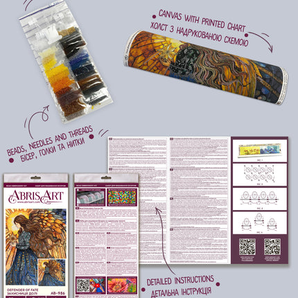 DIY Bead Embroidery Kit "Defender of Fate" 9.8"x9.8" / 25.0x25.0 cm
