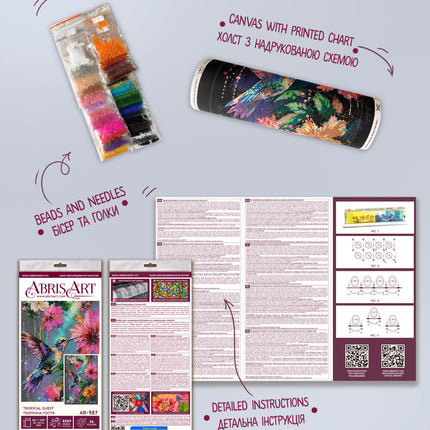 DIY Bead Embroidery Kit "Tropical Guest" 8.7"x12.6" / 22.0x32.0 cm