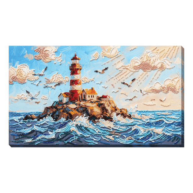 DIY Bead Embroidery Kit "Lighthouse Above the Waves" 7.9"x14.2" / 20.0x36.0 cm