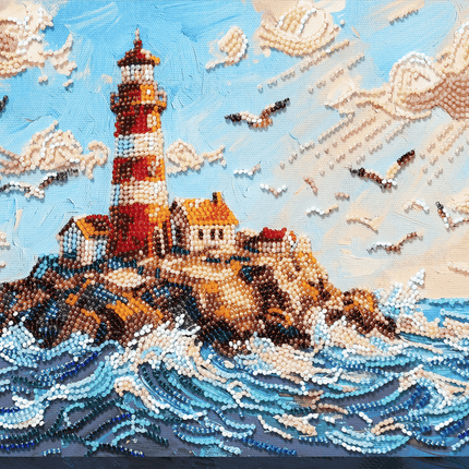 DIY Bead Embroidery Kit "Lighthouse Above the Waves" 7.9"x14.2" / 20.0x36.0 cm