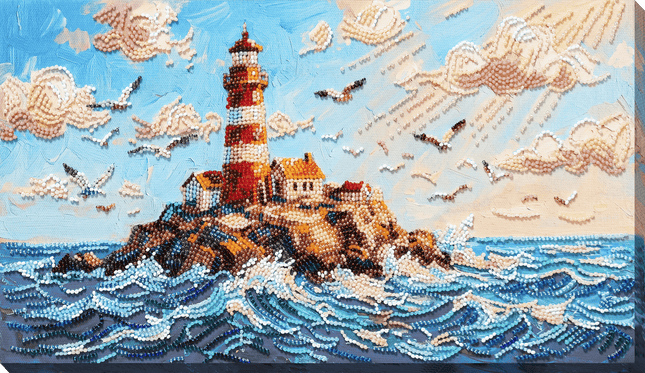 DIY Bead Embroidery Kit "Lighthouse Above the Waves" 7.9"x14.2" / 20.0x36.0 cm