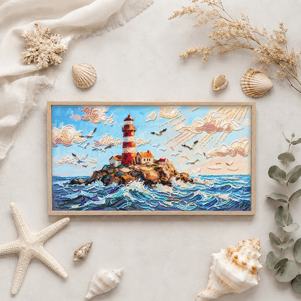 DIY Bead Embroidery Kit "Lighthouse Above the Waves" 7.9"x14.2" / 20.0x36.0 cm