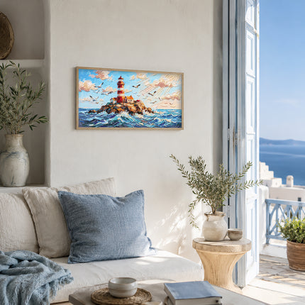 DIY Bead Embroidery Kit "Lighthouse Above the Waves" 7.9"x14.2" / 20.0x36.0 cm