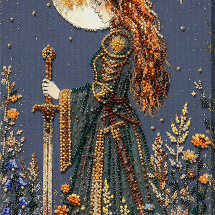 DIY Bead Embroidery Kit "Moon Maiden" 6.3"x11.0" / 16.0x28.0 cm