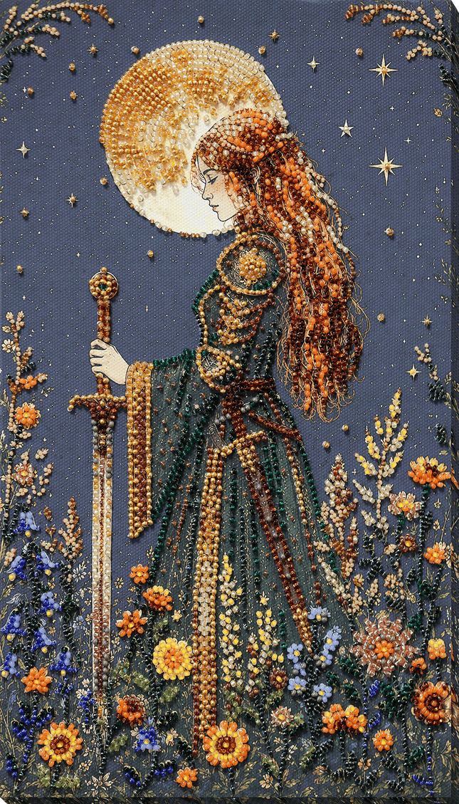 DIY Bead Embroidery Kit "Moon Maiden" 6.3"x11.0" / 16.0x28.0 cm