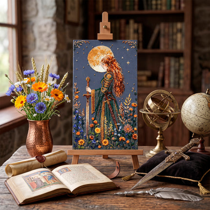 DIY Bead Embroidery Kit "Moon Maiden" 6.3"x11.0" / 16.0x28.0 cm