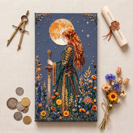 DIY Bead Embroidery Kit "Moon Maiden" 6.3"x11.0" / 16.0x28.0 cm