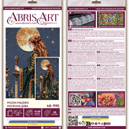 DIY Bead Embroidery Kit "Moon Maiden" 6.3"x11.0" / 16.0x28.0 cm