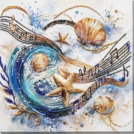 DIY Bead Embroidery Kit "Sea Sonata" 9.8"x9.8" / 25.0x25.0 cm
