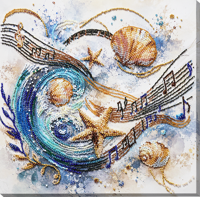 DIY Bead Embroidery Kit "Sea Sonata" 9.8"x9.8" / 25.0x25.0 cm