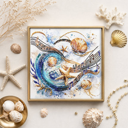 DIY Bead Embroidery Kit "Sea Sonata" 9.8"x9.8" / 25.0x25.0 cm